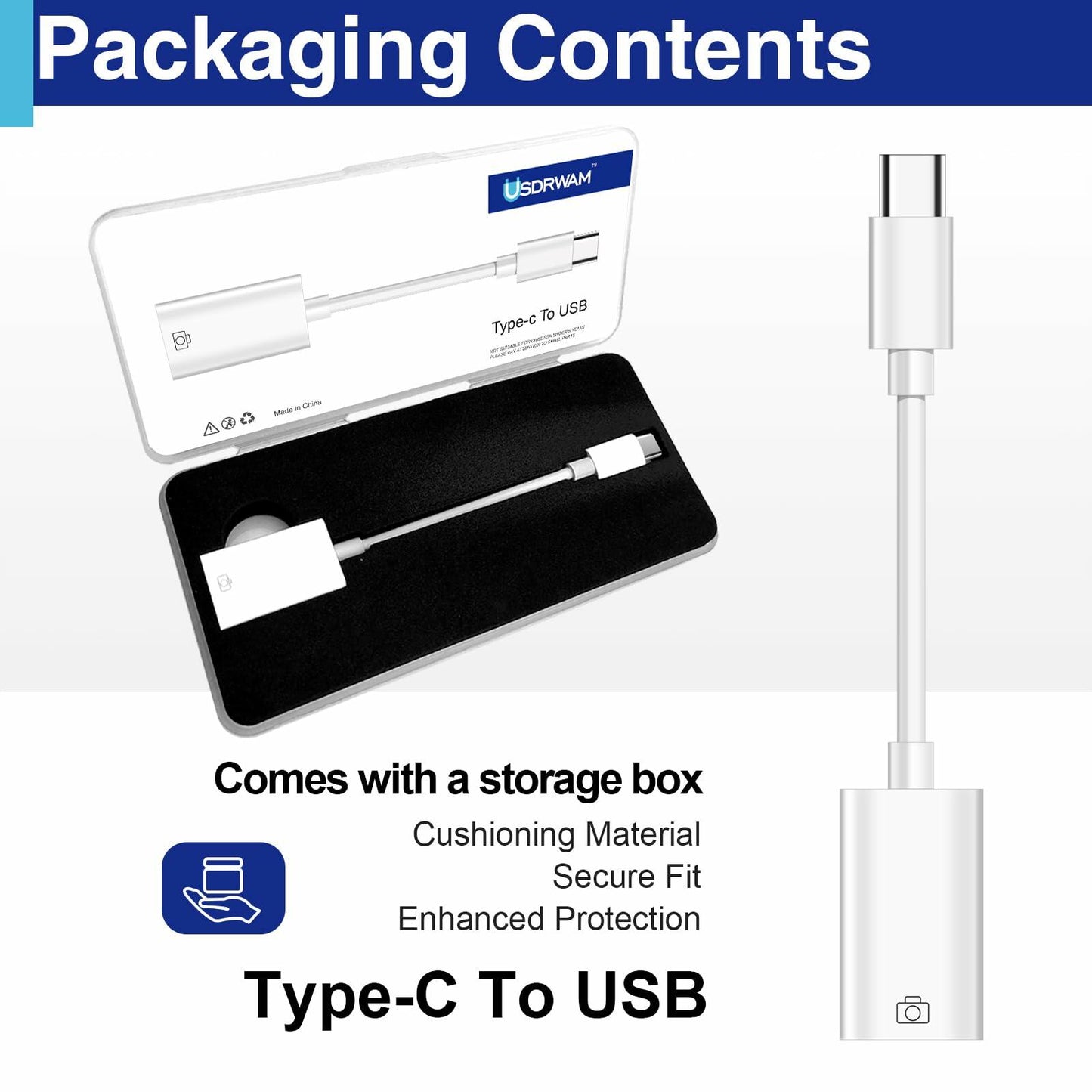 Usdrwam 8-Pin Male to USB 3.0 Female OTG Adapter Cable 2 Ports