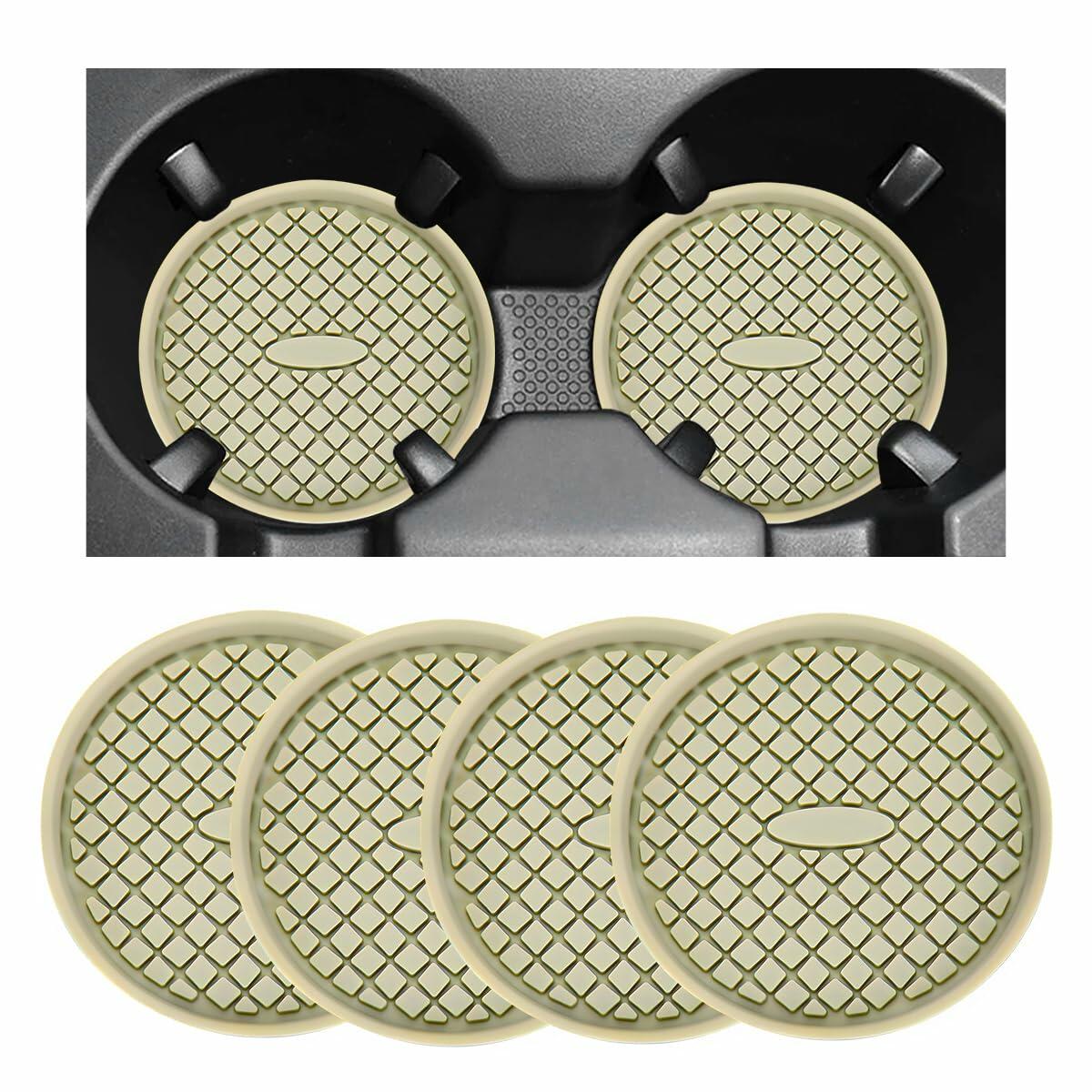 Yourkar 4 PCS Car Cup Holder Coasters 2.75in Silicone Non-Slip Yellow