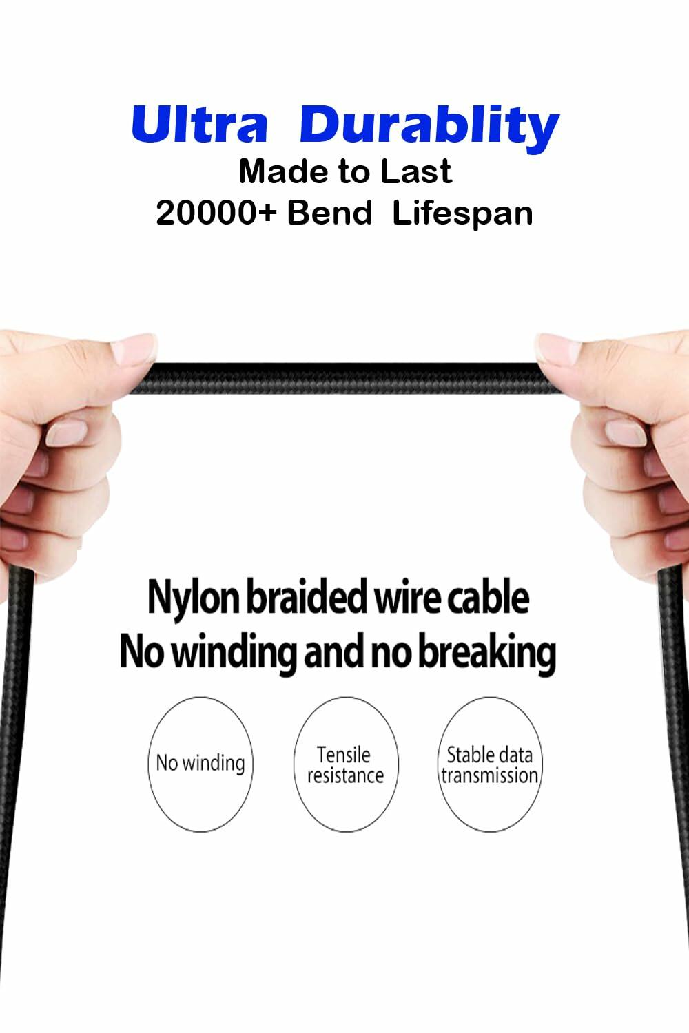 tekSonic 5 Pack USB-C Cable 3.1A Fast Charging PD Type-C to C 3–10ft