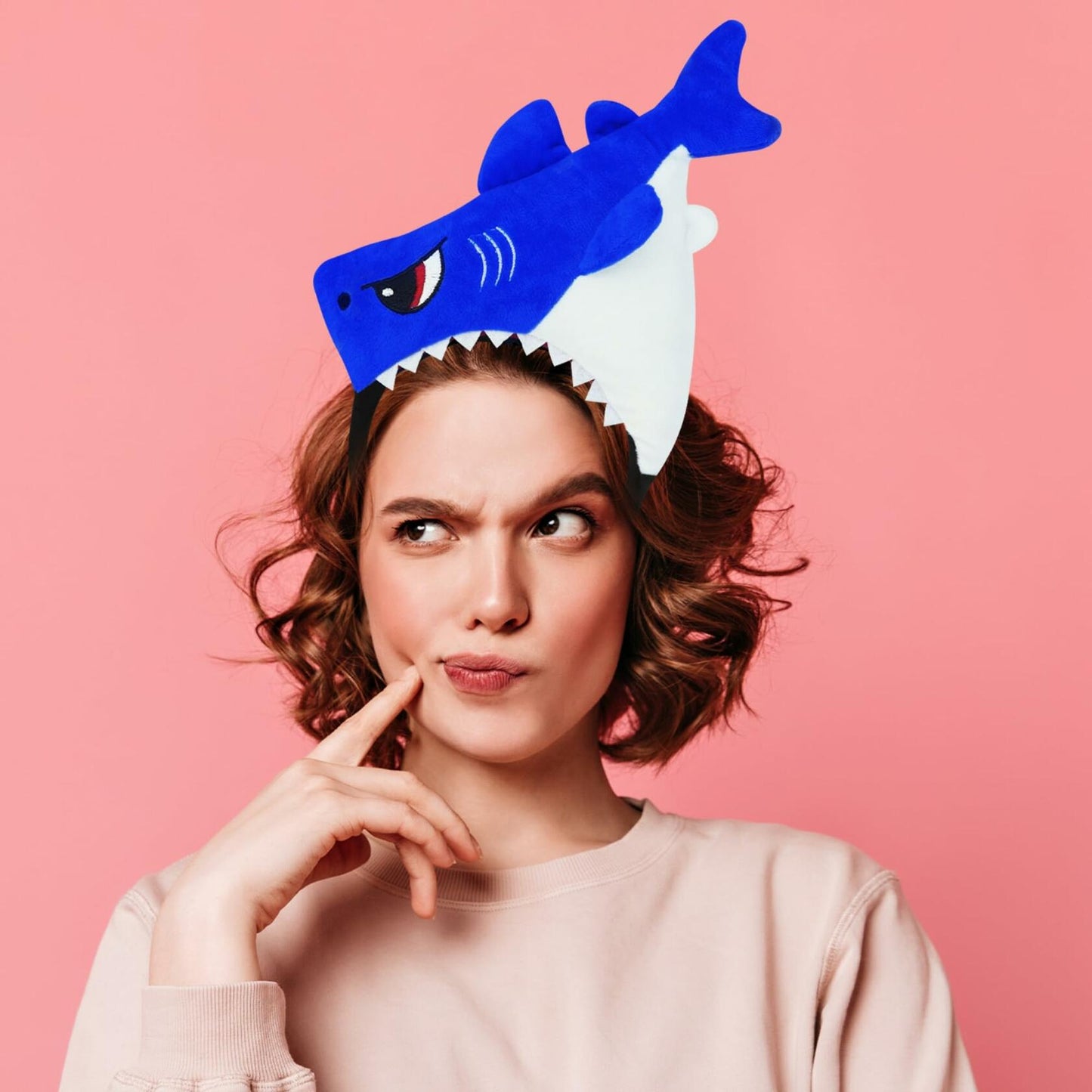 IGMaryBox Blue Shark Headband Plush Animal Ears Hairband Cosplay Costume