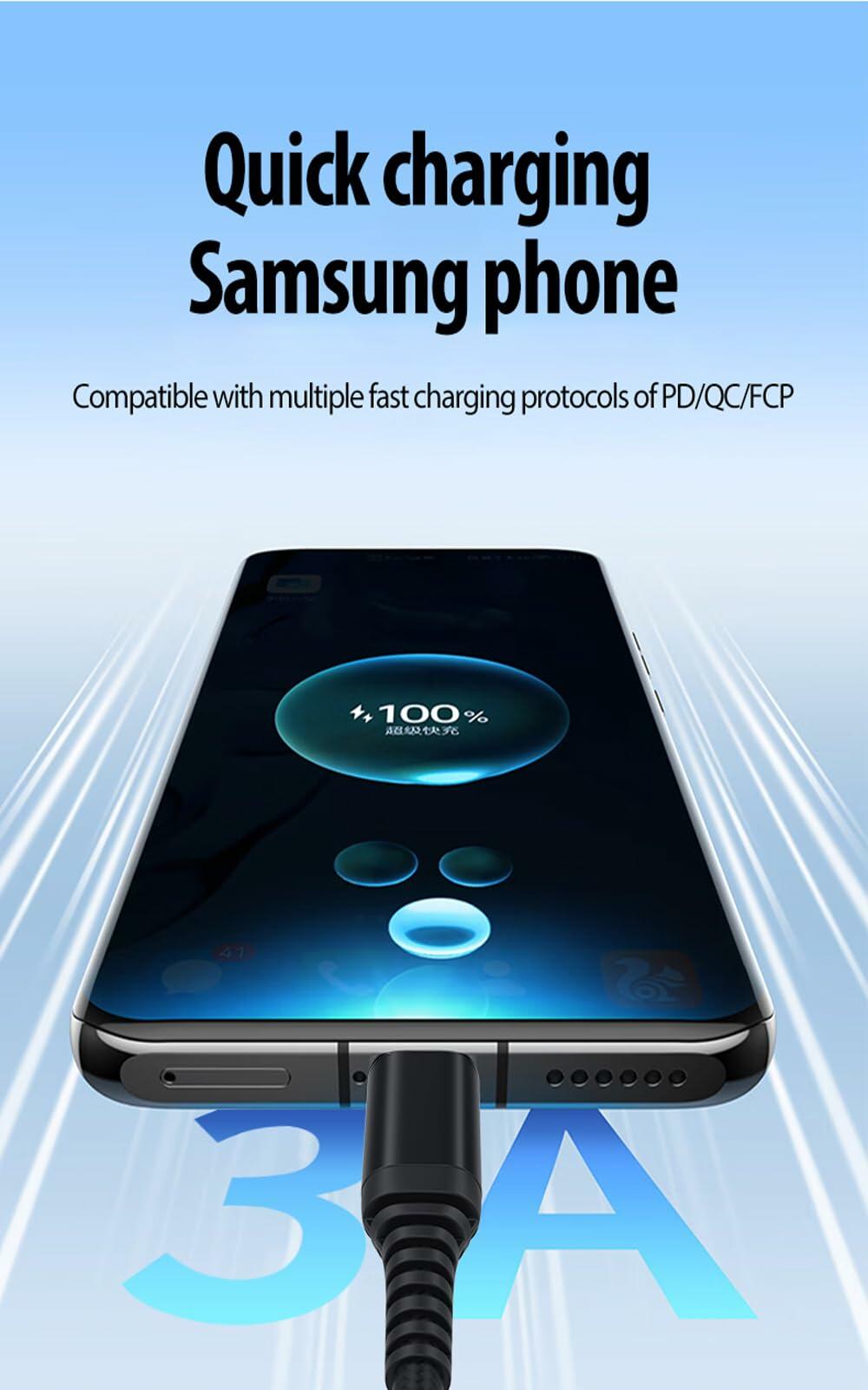 tekSonic 5 Pack USB-C Cable 3.1A Fast Charging PD Type-C to C 3–10ft