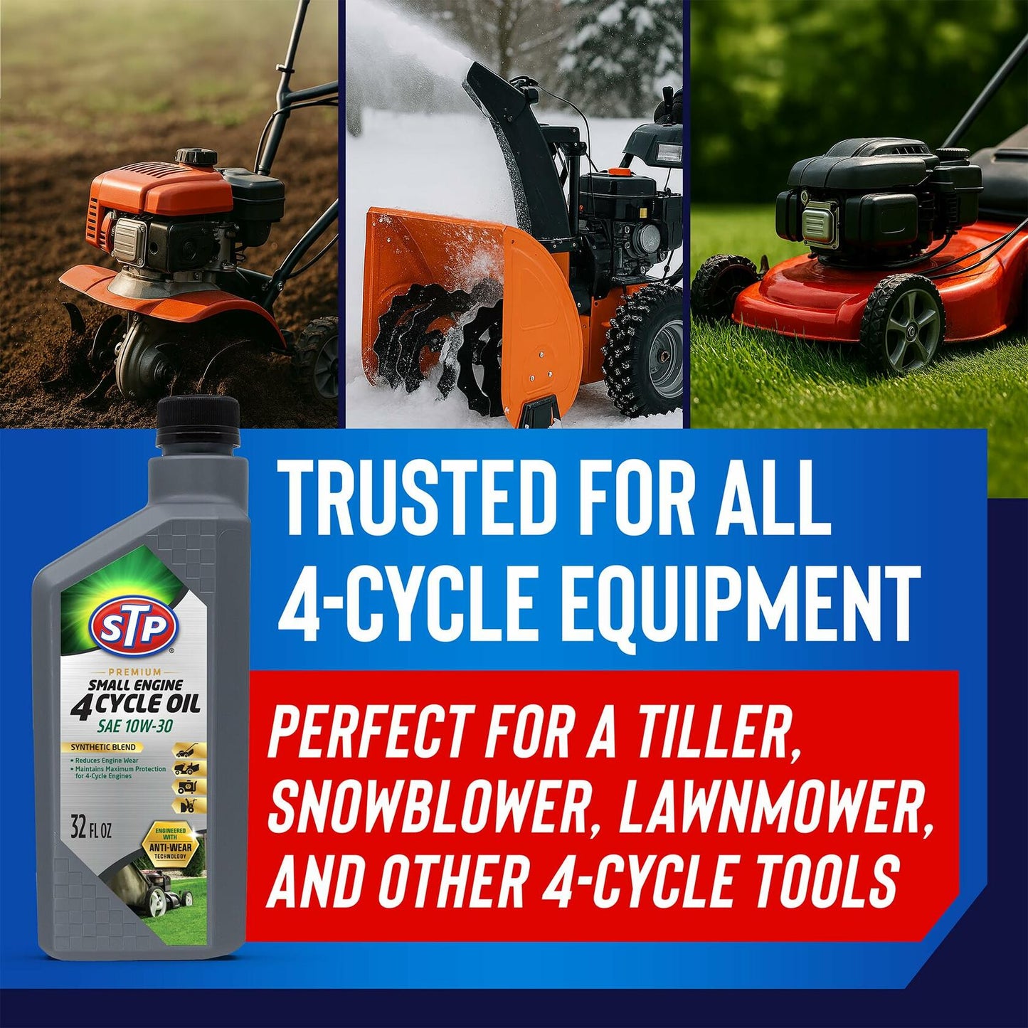 STP 4 Cycle Small Engine Oil SAE 10W-30 32oz Lawnmower Tractor Push Mower