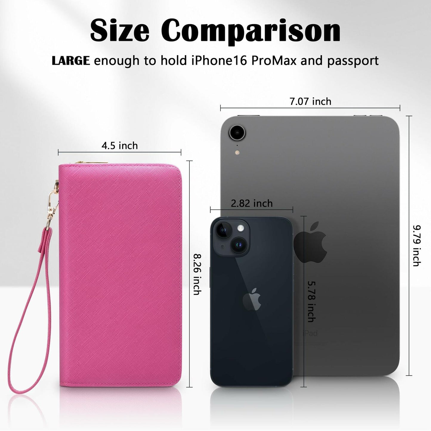 Chelmon Women's Vegan Leather Clutch Wallet with Zip, Hand Strap, Large Capacity