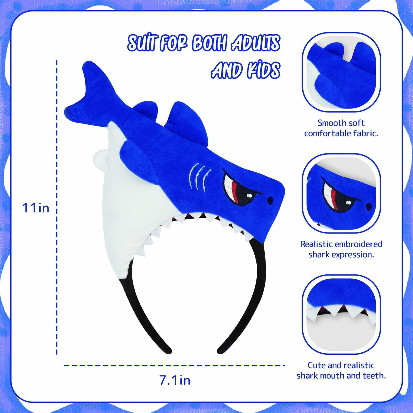 IGMaryBox Blue Shark Headband Plush Animal Ears Hairband Cosplay Costume