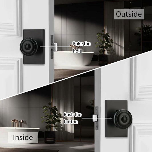 NCSEN Matt Black Interior Door Knob Privacy Lock for Bath & Bedroom