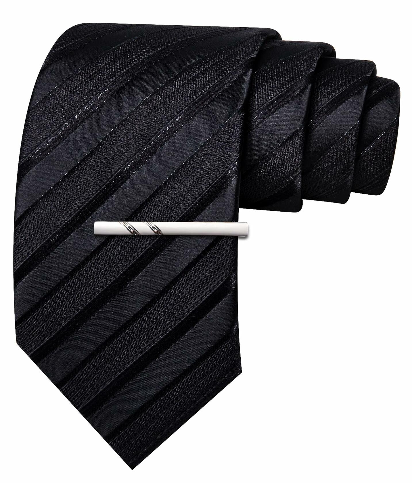 Barry.Wang Silk Men Striped Necktie Tie Clip Blush Pink Size One Size