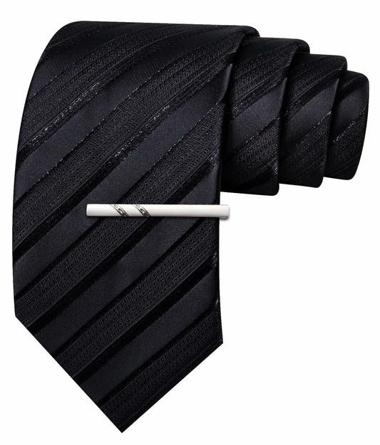 Barry.Wang Silk Men Striped Necktie Tie Clip Blush Pink Size One Size