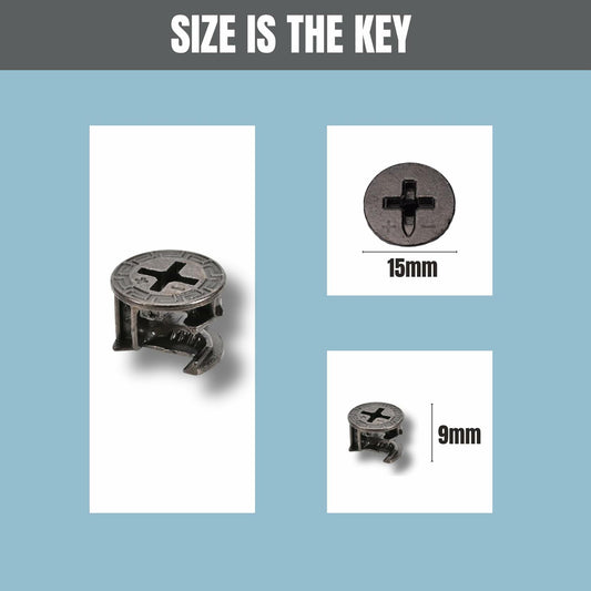 Party Animals Cam Locks Furniture Eccentric Wheels 20Pcs 12x11mm Black