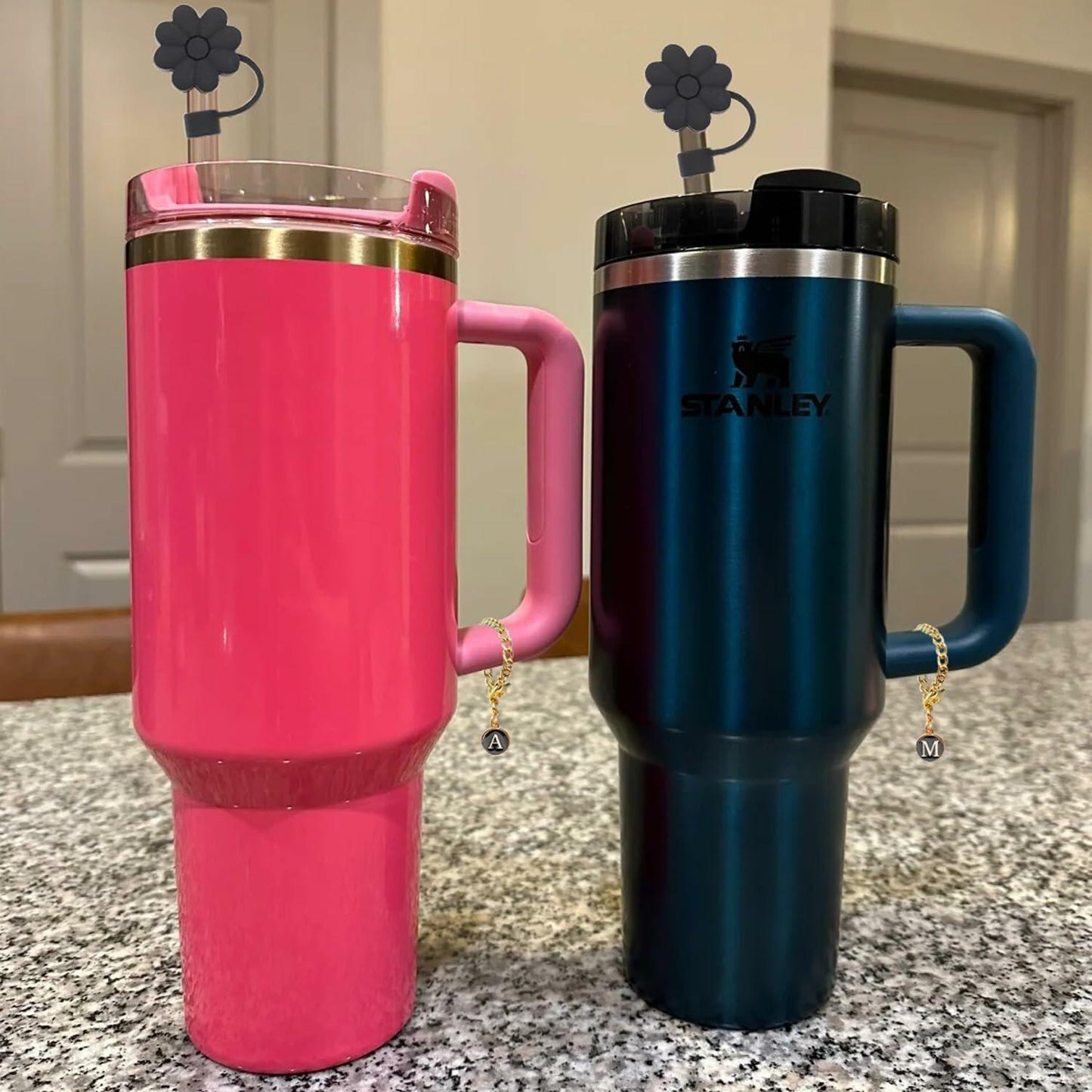 Wabogove Stanley 1pc Silicone Straw Topper & Letter L Charm 30&40oz Tumbler