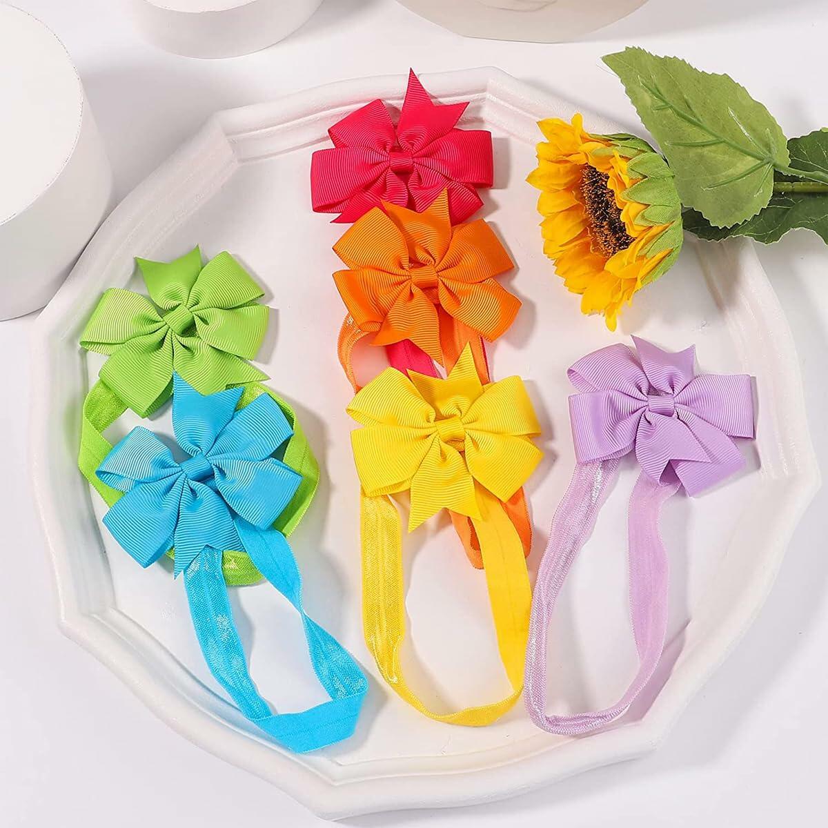 WillingTee Baby Girls 3in Hair Bows Grosgrain Ribbon Headbands 40 Colors
