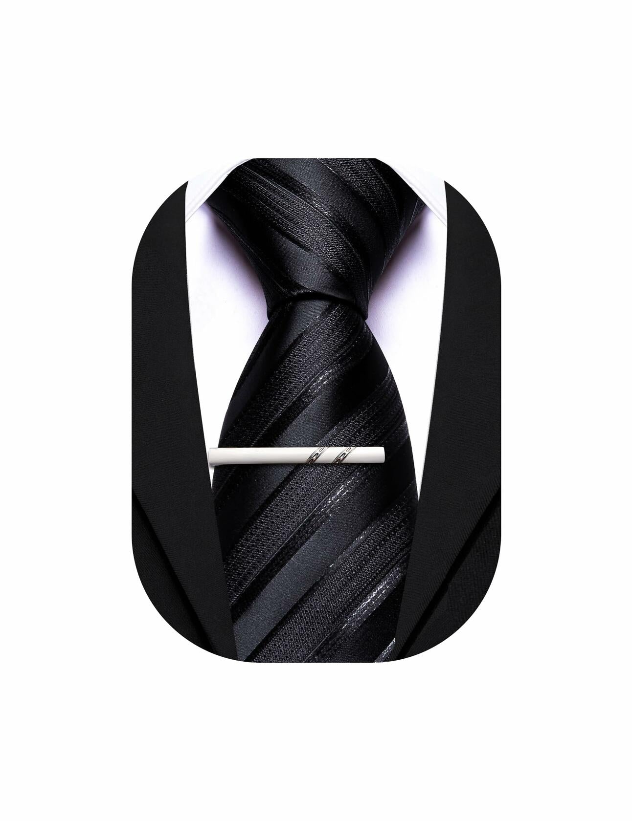 Barry.Wang Silk Men Striped Necktie Tie Clip Blush Pink Size One Size