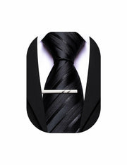 Barry.Wang Silk Men Striped Necktie Tie Clip Blush Pink Size One Size