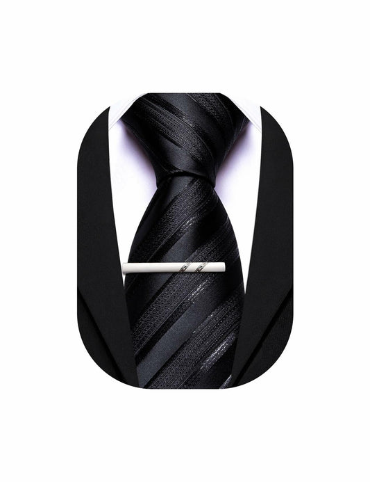 Barry.Wang Silk Men Striped Necktie Tie Clip Blush Pink Size One Size