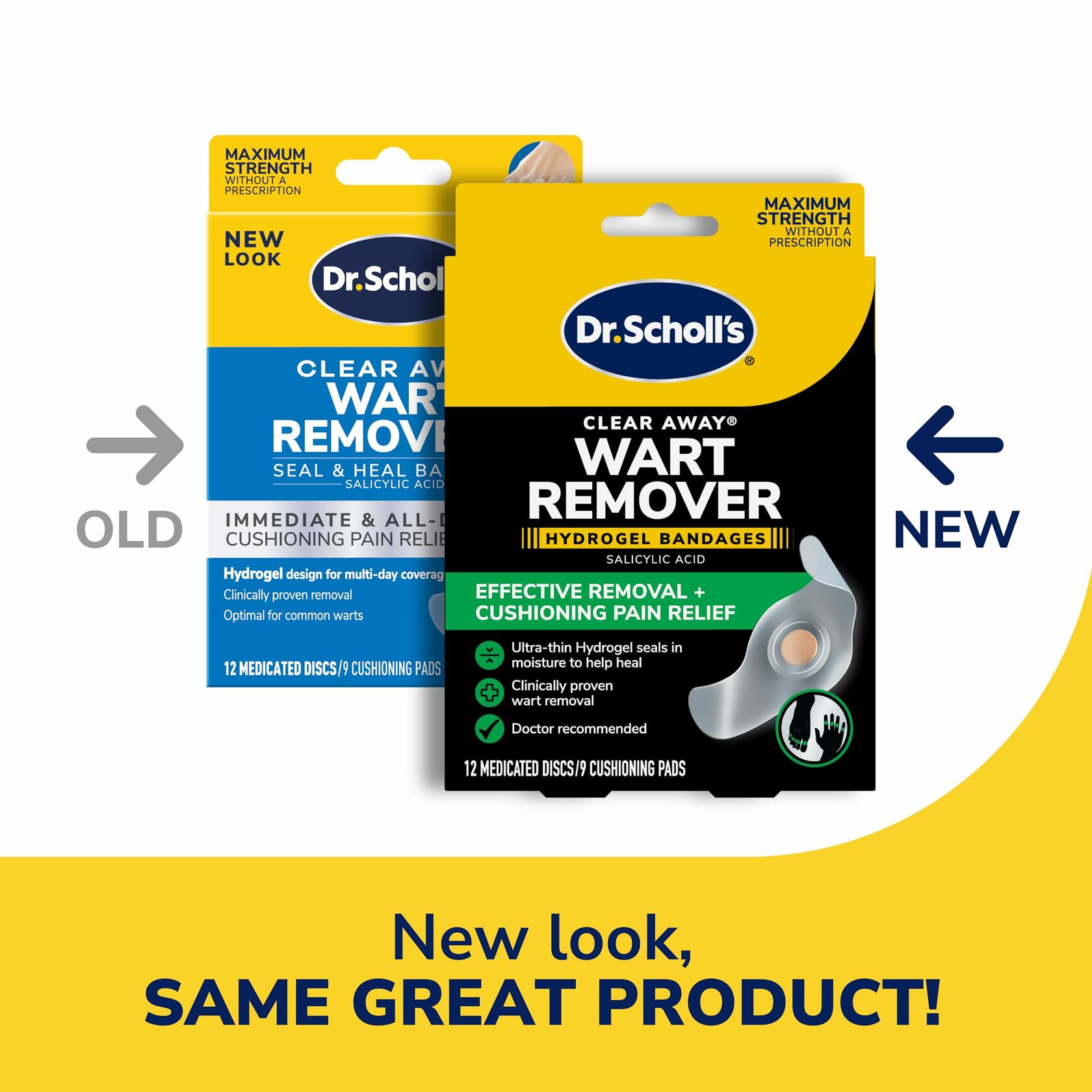 Dr. Scholl’s Clear Away Wart Remover Hydrogel Bandages 9 Count Fingers Toes