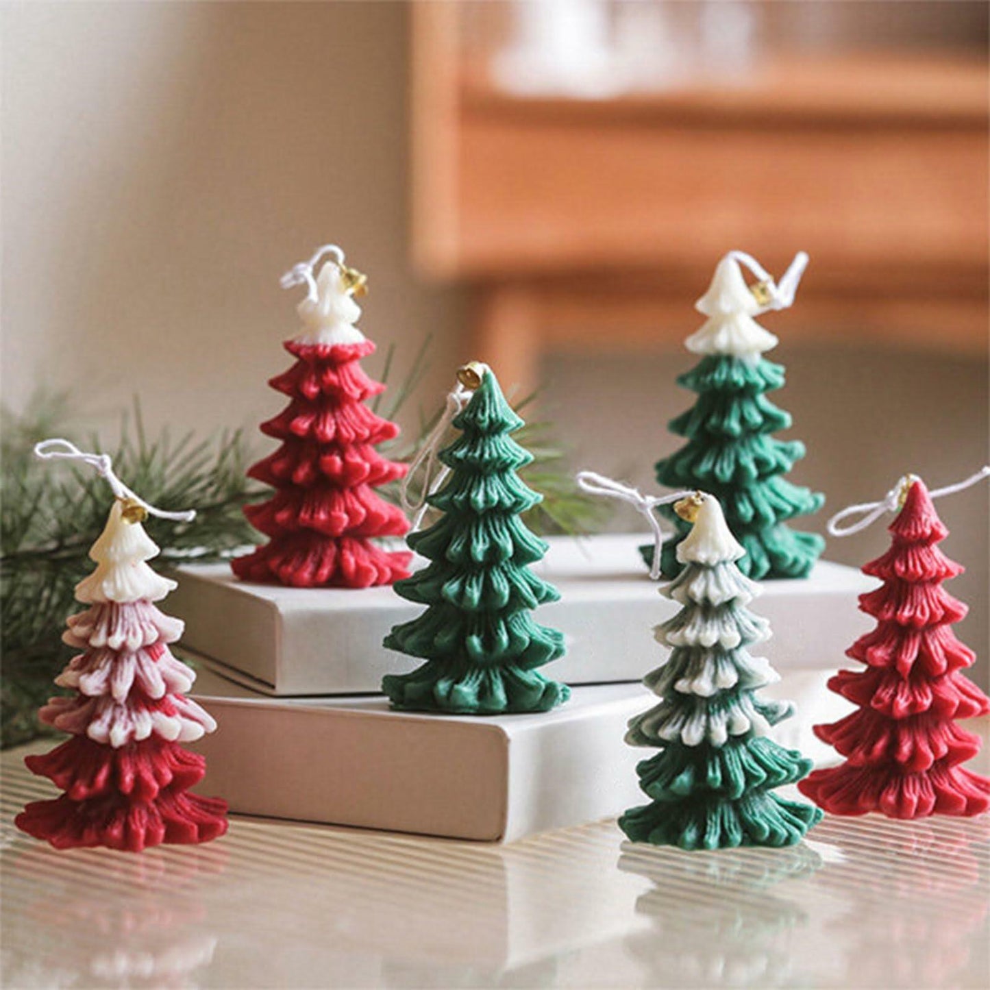 Caregene Christmas Tree Candle Silicone Mold Pine Tree Shape for Candle Making