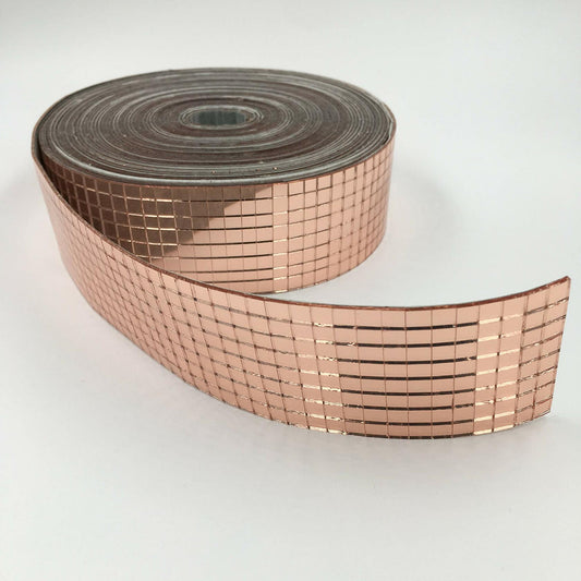 NUO RUI Real Glass Mini Square Mirror Mosaic Tiles Sheet Rose Gold Adhesive