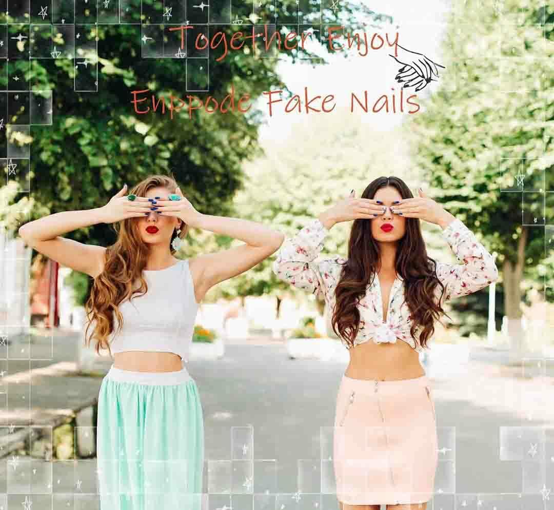 Enppode French Tip Almond Acrylic Press On Nails Medium White 24 Pcs