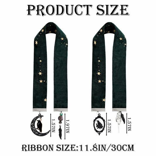 Berirexrion Fantasy Dragon Sword Bookmarks 2 PCs Black Metal Velvet Ribbon