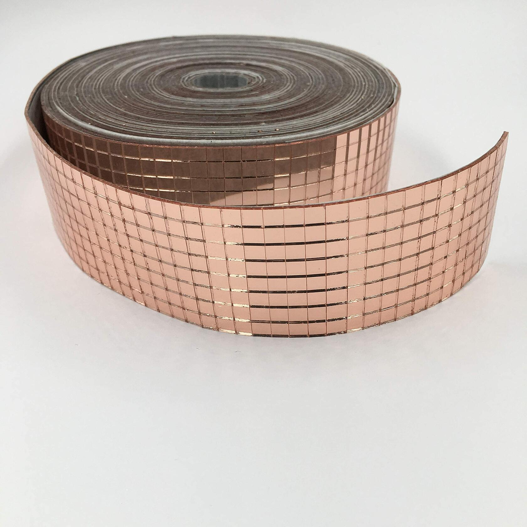 NUO RUI Real Glass Mini Square Mirror Mosaic Tiles Sheet Rose Gold Adhesive