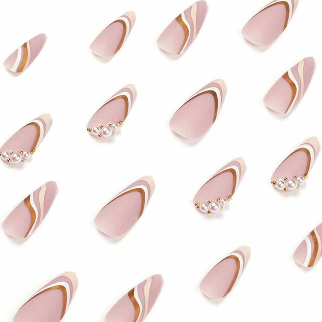 Enppode French Tip Almond Acrylic Press On Nails Medium White 24 Pcs