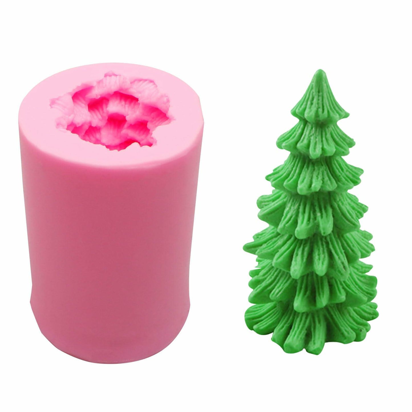 Caregene Christmas Tree Candle Silicone Mold Pine Tree Shape for Candle Making