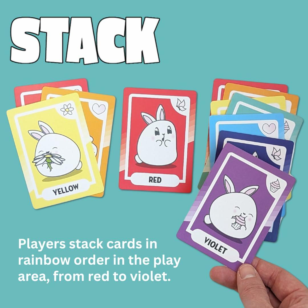 Rainbow Bunny Bop Card Game Family Kids Adults 2-4 Players Fast-Paced
