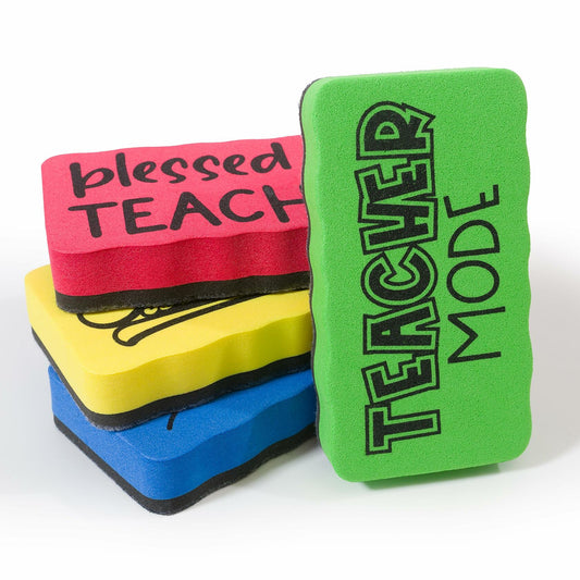 Magnetic Whiteboard Dry Erasers 4-Pack Colorful Classroom Teacher Essentials