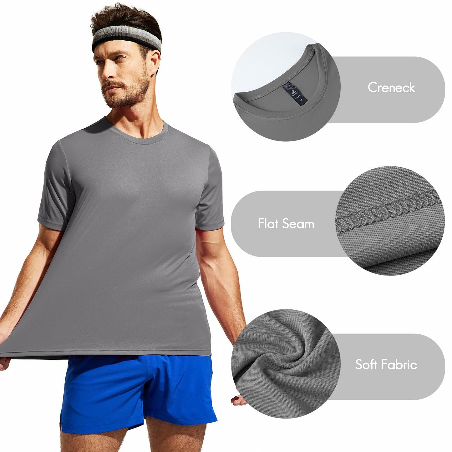 Haimont Mens UPF 50+ Fishing Shirt Quick Dry Short Sleeve Workout Tee 3XL Black