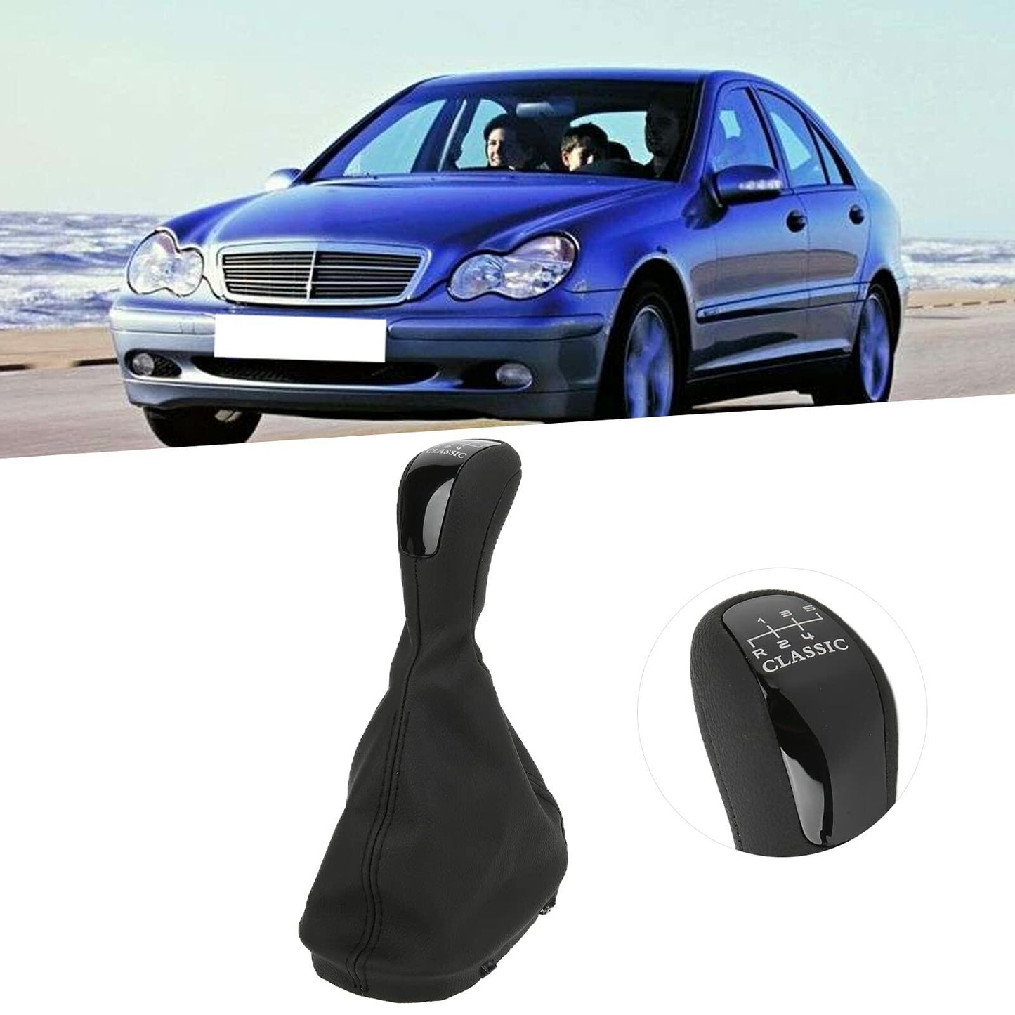 Majatou Gear Shift Knob & Boot PU Leather Replacement Mercedes C-Class W203