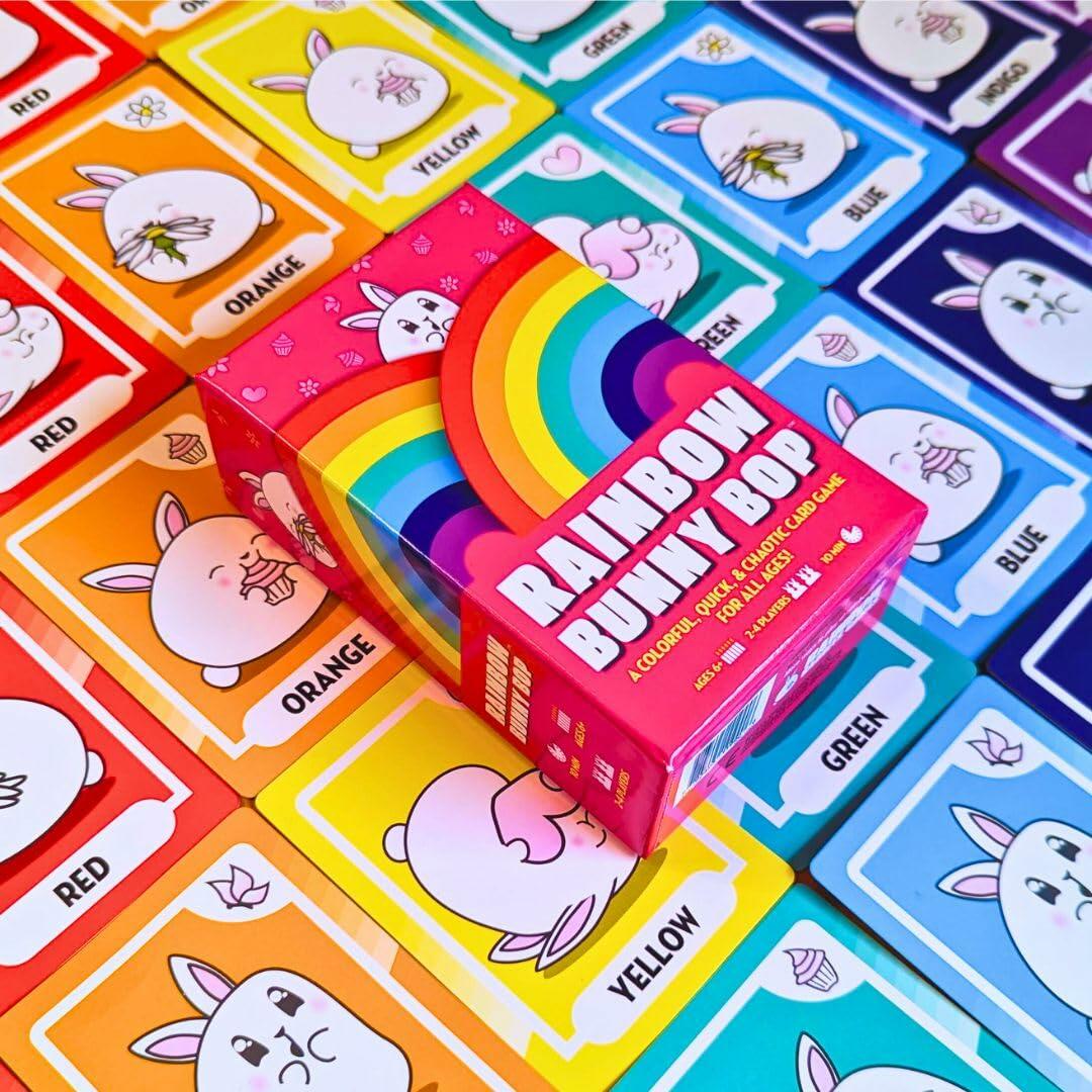 Rainbow Bunny Bop Card Game Family Kids Adults 2-4 Players Fast-Paced
