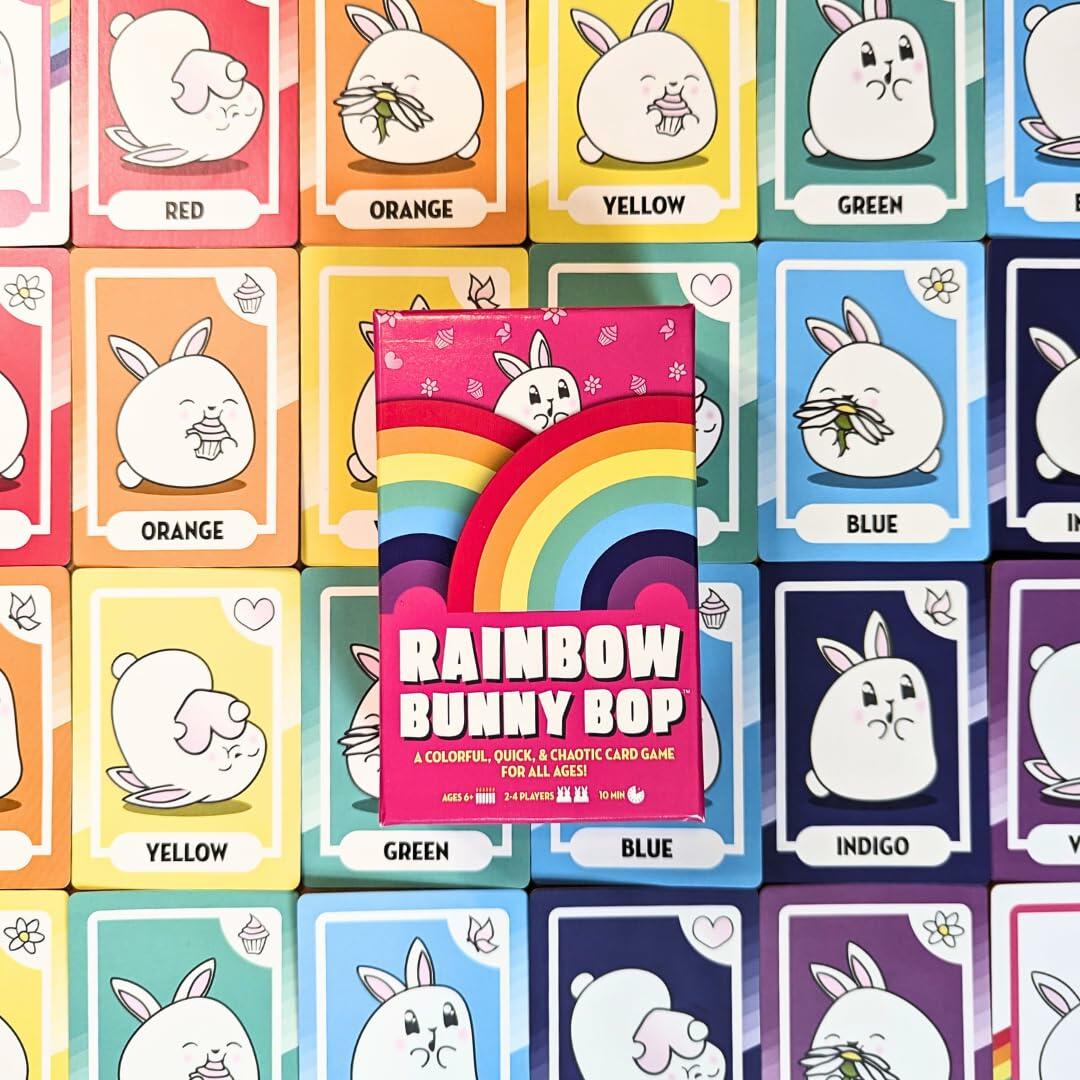Rainbow Bunny Bop Card Game Family Kids Adults 2-4 Players Fast-Paced