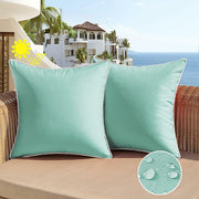 All Smiles Outdoor Waterproof Throw Pillow Covers 20x20 Set of 2 Teal