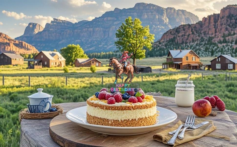 Palegg Cowgirl Cake Topper Western Party Supplies Brown Orange Red Acrylic