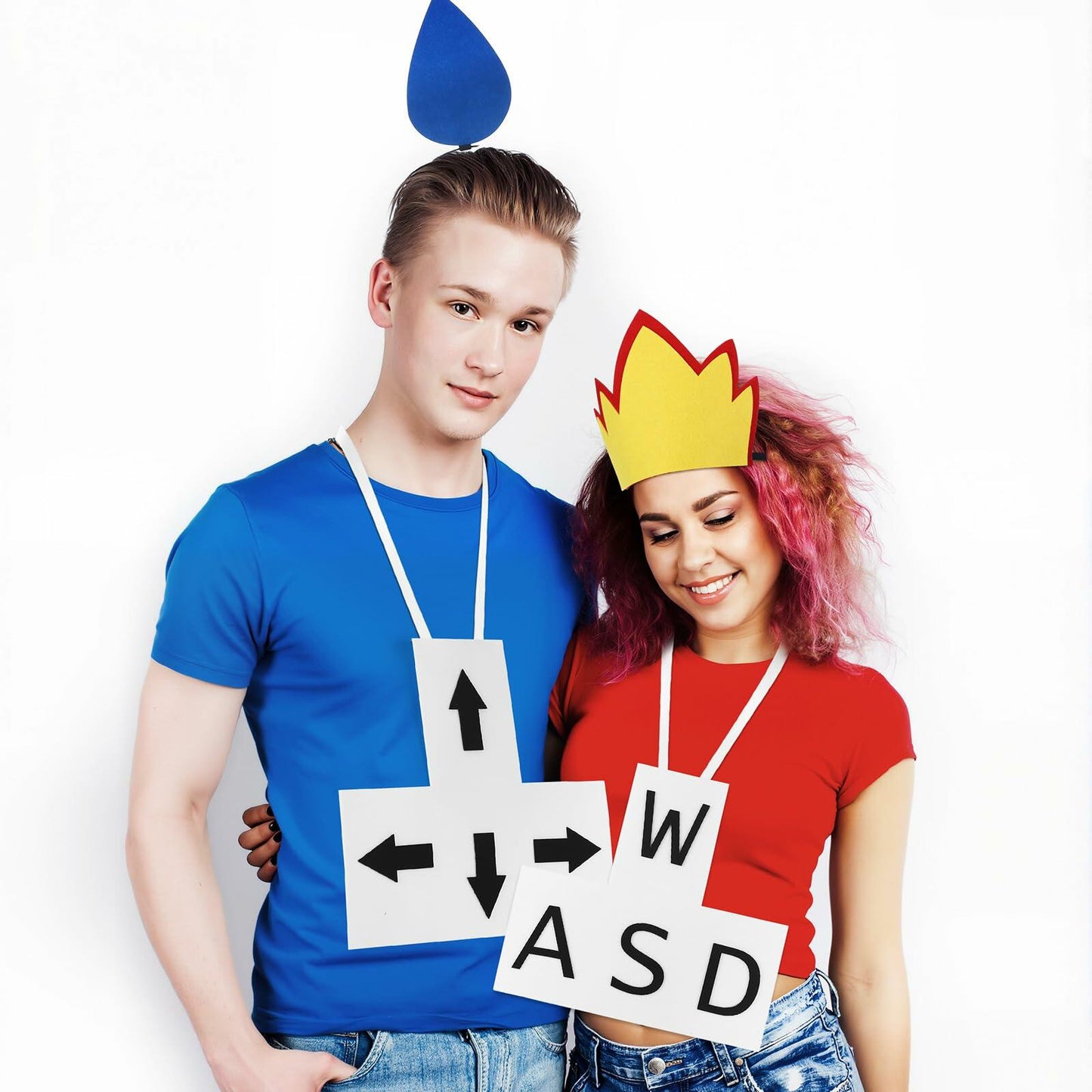 VioraWhite Halloween Fire & Water Costume Sets 4 Pcs Red Blue 9.84x8.07in