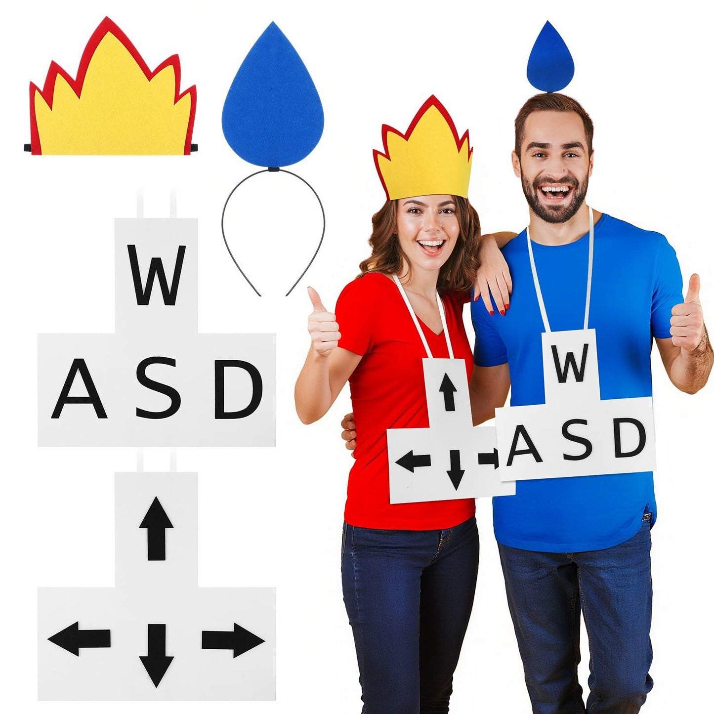 VioraWhite Halloween Fire & Water Costume Sets 4 Pcs Red Blue 9.84x8.07in