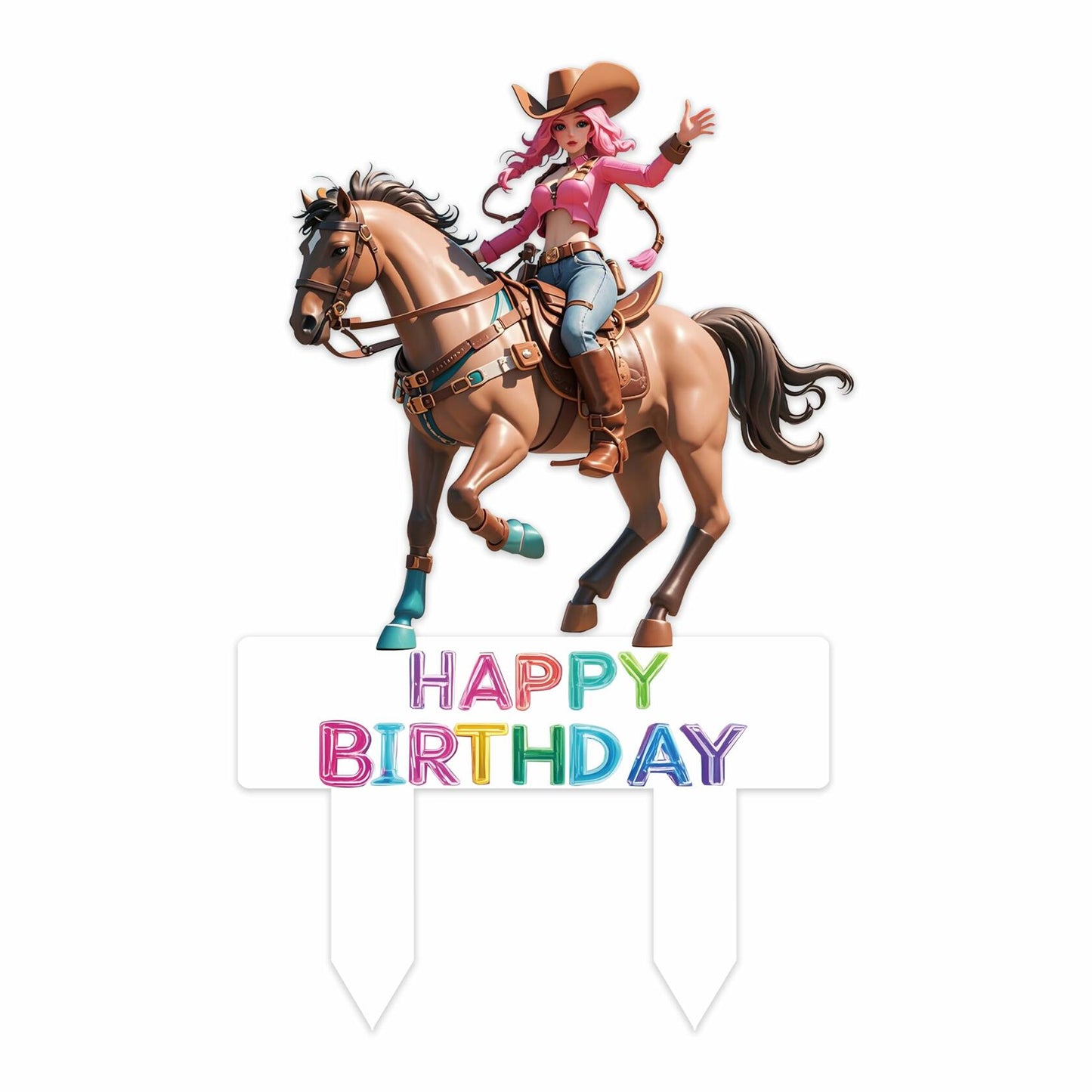 Palegg Cowgirl Cake Topper Western Party Supplies Brown Orange Red Acrylic