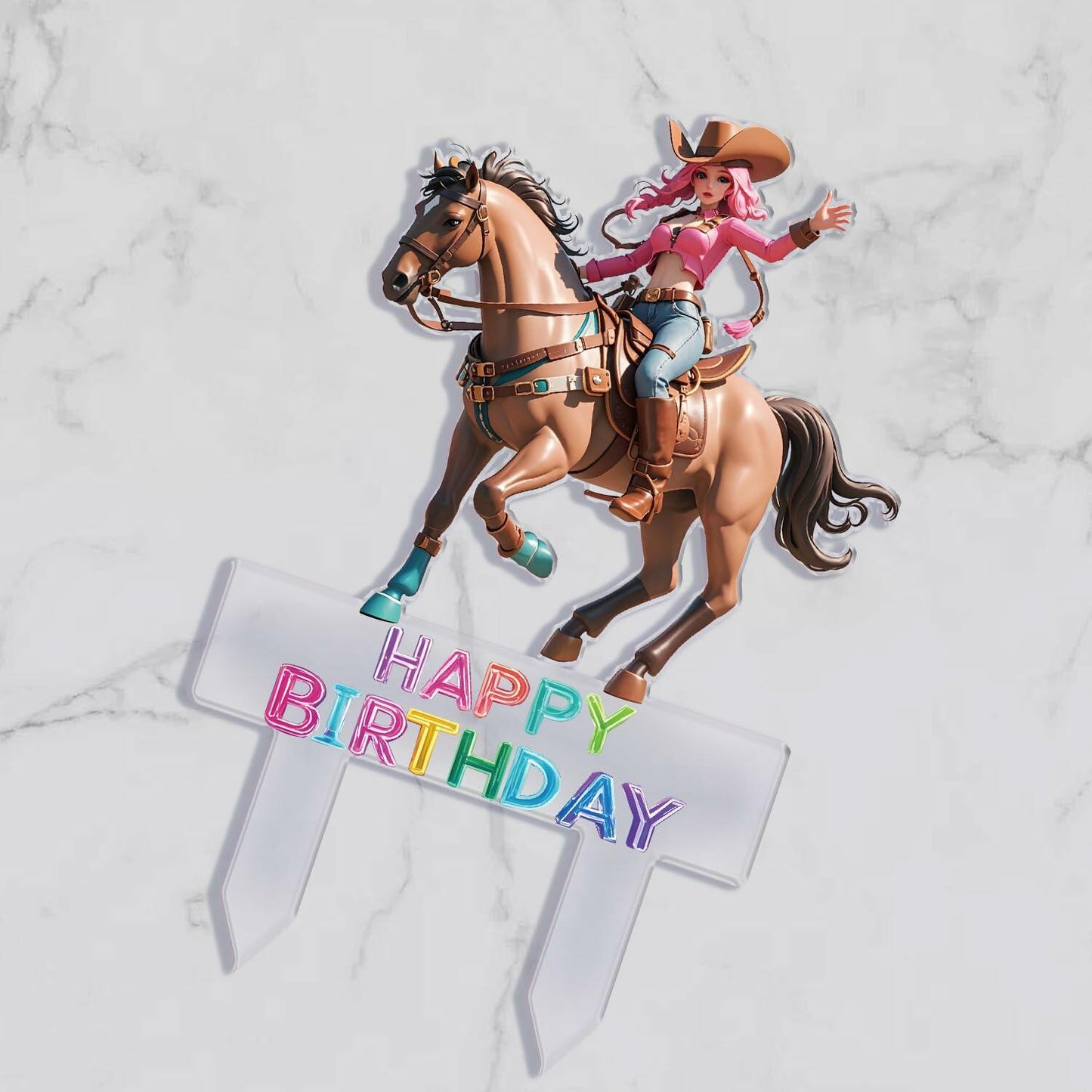 Palegg Cowgirl Cake Topper Western Party Supplies Brown Orange Red Acrylic