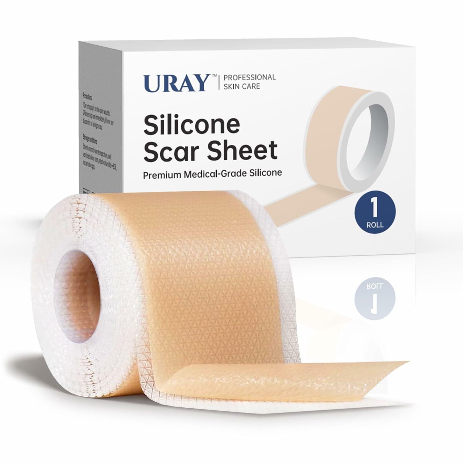 URAY Silicone Scar Tape Medical Grade 120"x1.5" Roll Reusable Extra Long