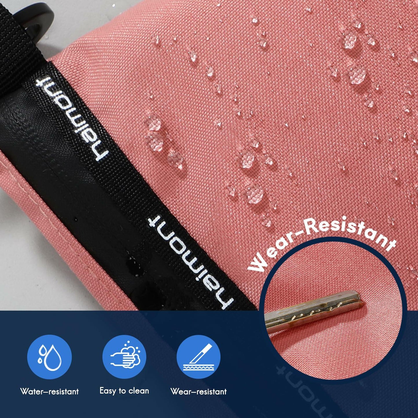 Haimont Travel Zipper Pouch Set 3-Piece Water-Resistant Pink Toiletry Bags