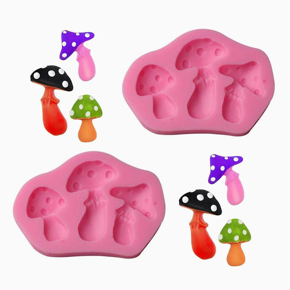 UQUABESO Resin 3D Mushroom Silicone Mold Pink 3x2.2x0.43in 2PCS DIY Desserts