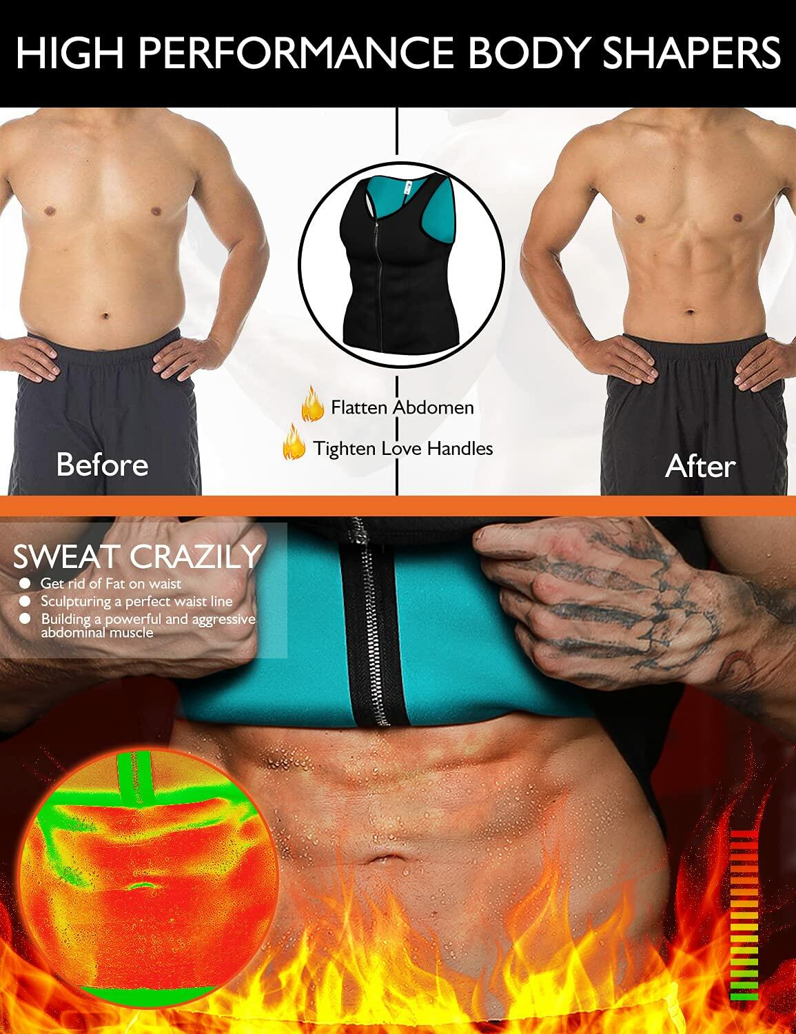 DoLoveY Men Sweat Sauna Vest Waist Trainer Body Shaper Neoprene Black 3XL