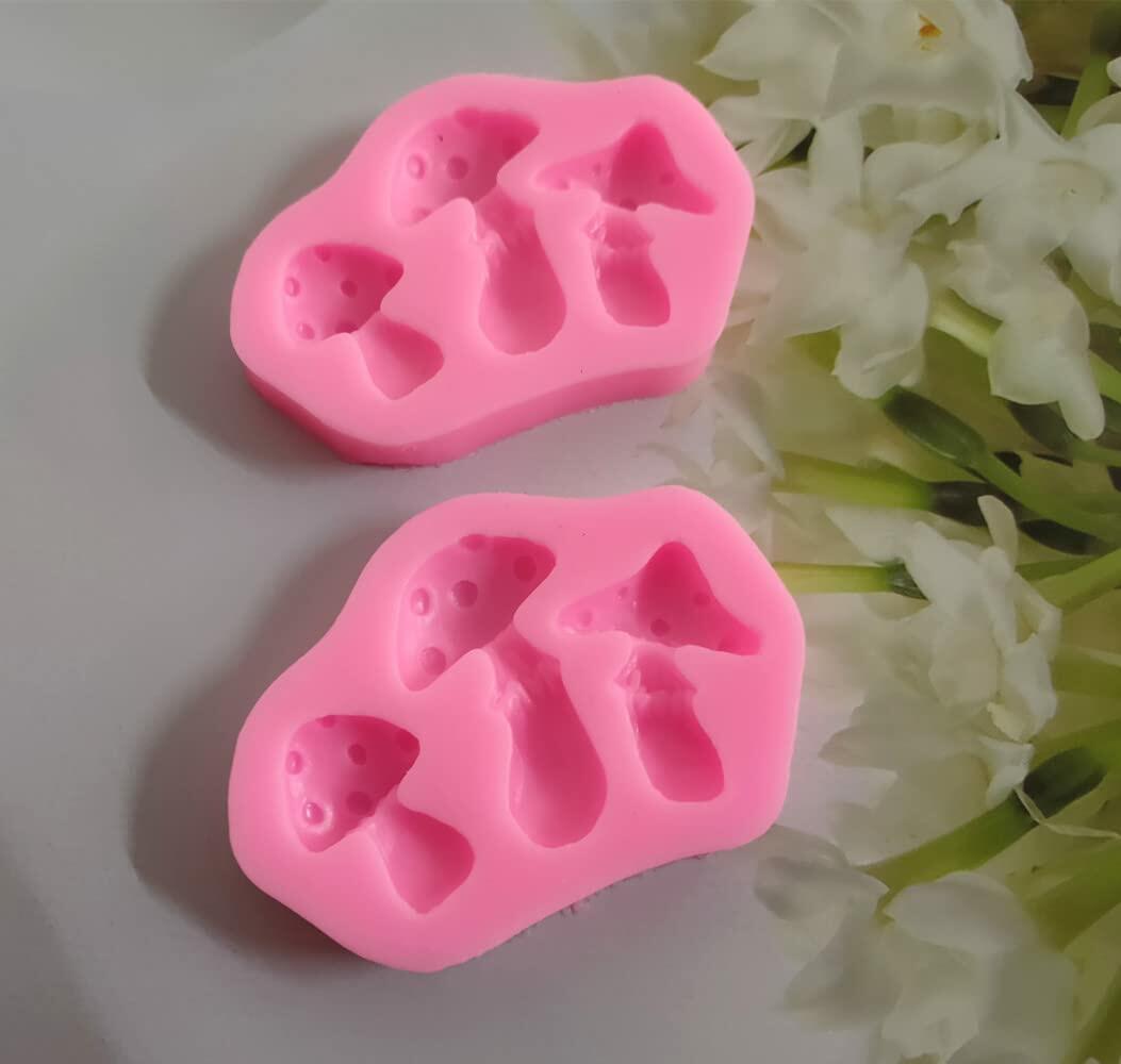 UQUABESO Resin 3D Mushroom Silicone Mold Pink 3x2.2x0.43in 2PCS DIY Desserts