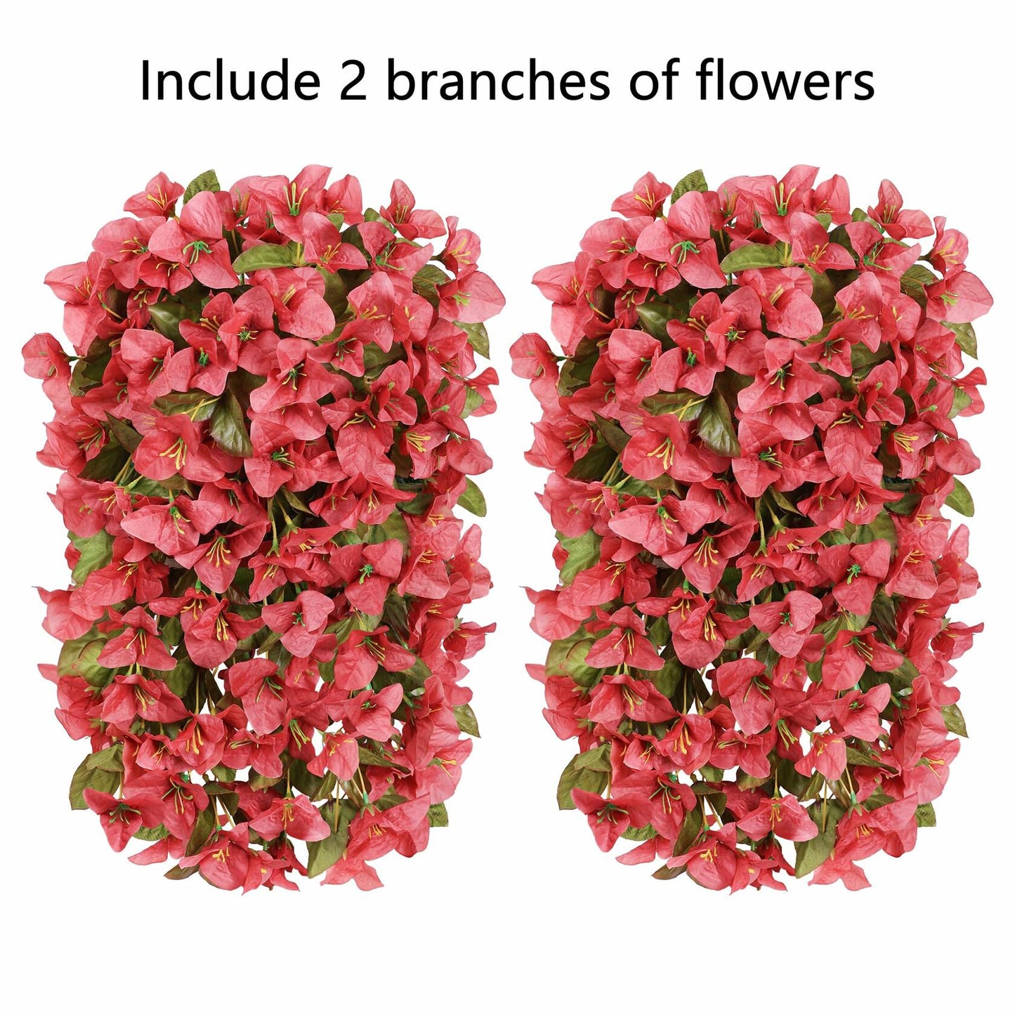 HyeFlora Bougainvillea Artificial Hanging Flowers Red 2pcs Silk UV Resistant
