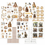 VISUMCIP Vintage Coffee Pre-Cut Journaling Stickers 10 Sheets Coffee Time