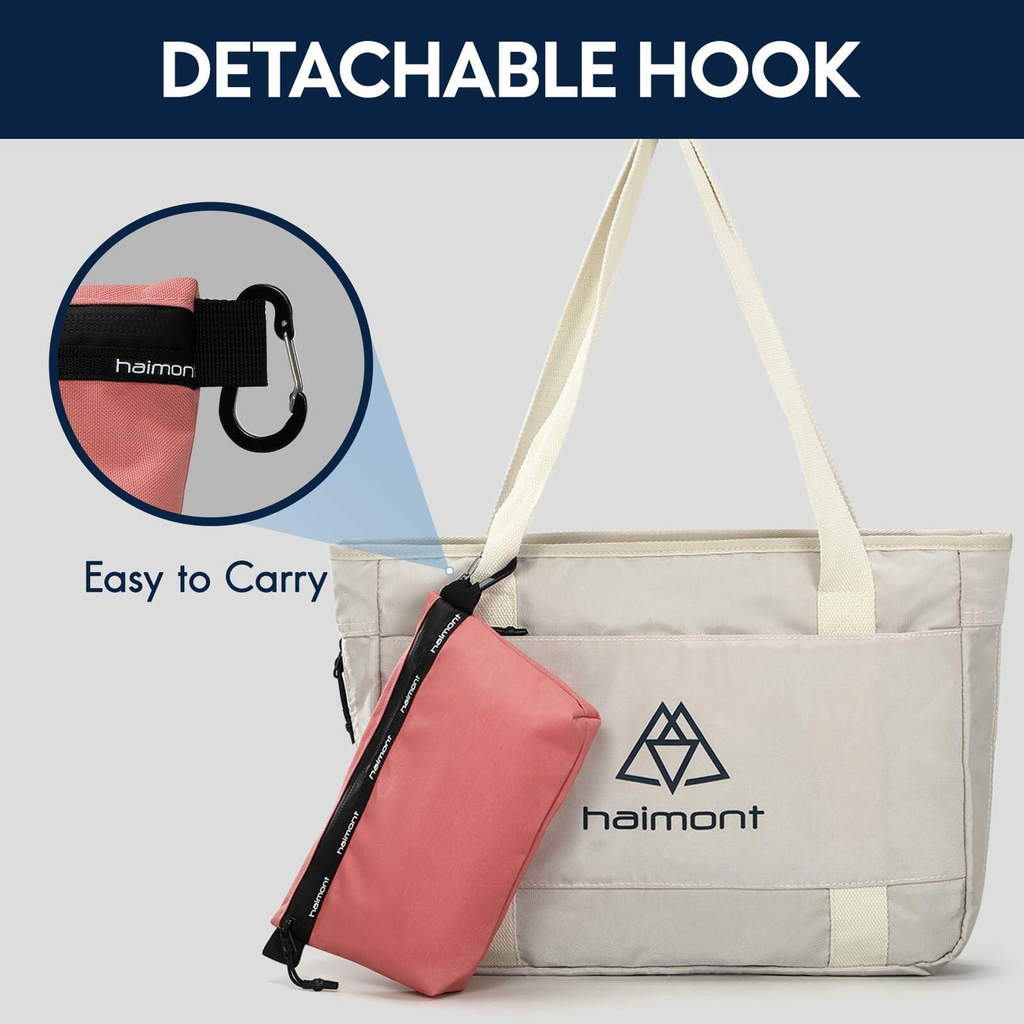 Haimont Travel Zipper Pouch Set 3-Piece Water-Resistant Pink Toiletry Bags