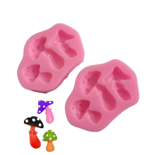 UQUABESO Resin 3D Mushroom Silicone Mold Pink 3x2.2x0.43in 2PCS DIY Desserts