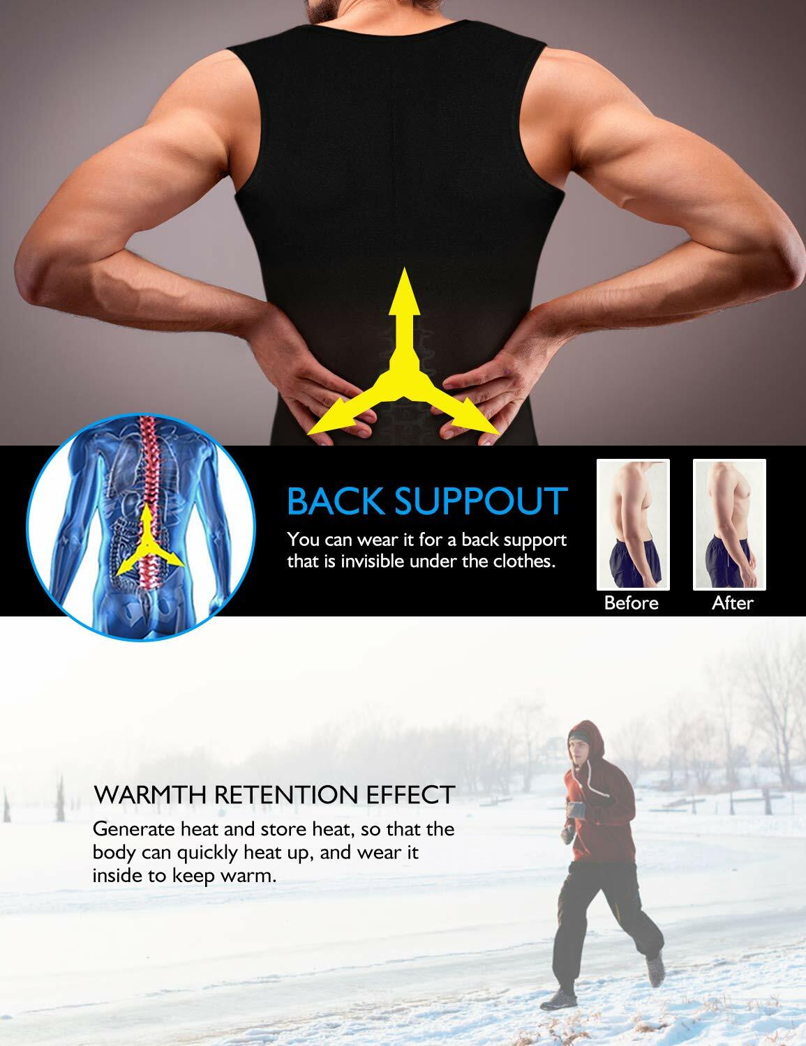 DoLoveY Men Sweat Sauna Vest Waist Trainer Body Shaper Neoprene Black 3XL