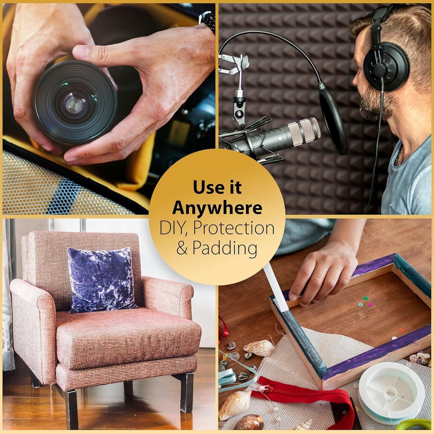 FoamTouch 3" Thick 22x22 Charcoal High Density Foam Cushion Sheet