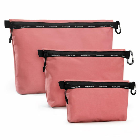Haimont Travel Zipper Pouch Set 3-Piece Water-Resistant Pink Toiletry Bags