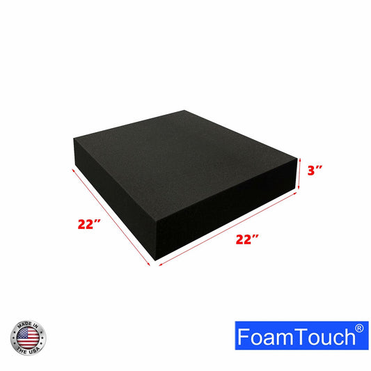 FoamTouch 3" Thick 22x22 Charcoal High Density Foam Cushion Sheet